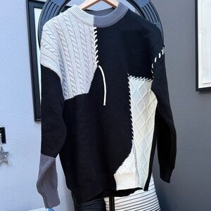 Black and Gray Patchwork Sweater size M